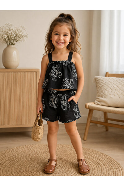 RÜYA KİDS Girl's holiday summer 2-piece top and bottom set