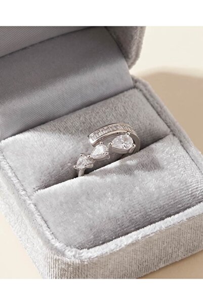 Portakal Esintisi Arqelle Triple Drop and Baguette Zircon Stone Adjustable Ring