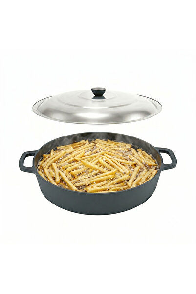 EFONTA Cratita din fonta pura cu capac inox 50×9 cm – 12 l