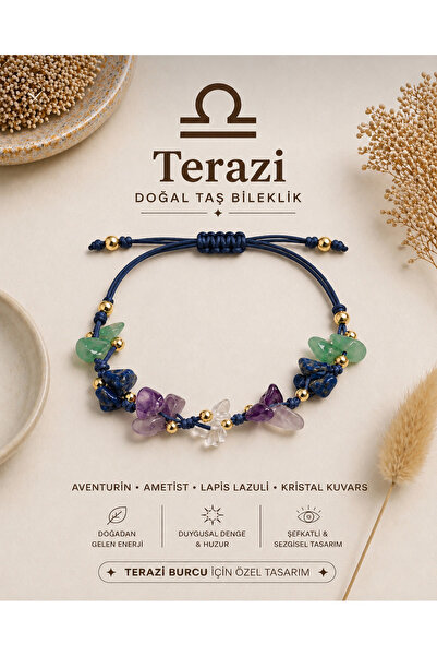Femenino Libra Zodiac Sign Real Natural Stone Navy Blue Rope Braided Bracelet...