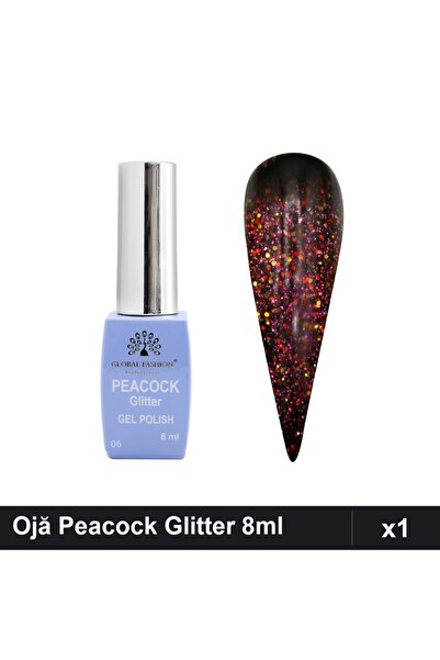 Makeup Peacock Glitter Semi-permanent Nail Polish 8ml, Shade 06, UV/LED Manicure