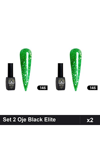 global fashion Set 2 Oje Semipermanente Black Elite 8ml, Manichiura UV/LED,