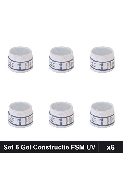 FSM Set 6 Gel Constructie UV LED 15g Transparent, Builder Gel Manichiura Prof...