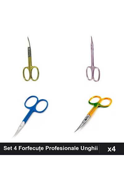 One Group Set 4 Forfecuțe Profesionale Unghii și Cuticule One Group, Auriu Ar...