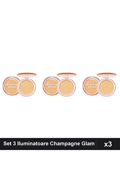Ruby Rose Set 3 Iluminatoare Celestial Shine 03 Champagne Glam, Highlighter P...