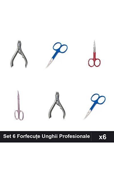 Makeup Set 6 Forfecuțe și Clești Unghiere Profesionali, Manichiură și Pedichi...