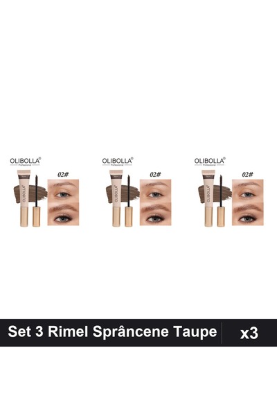 OLİBOLLA Set 3 Rimel Sprâncene #02 Taupe, Definire Perfectă Sprânceni