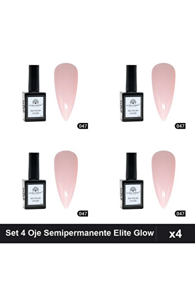 global fashion Set 4 Oje Semipermanente Elite Glow 15ml, Gel Polish UV/LED