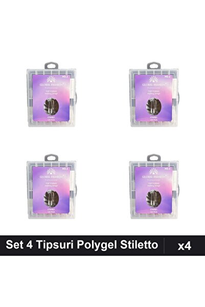 global fashion Set 4 Tipsuri Reutilizabile Polygel Stiletto 120 buc, Extensii...