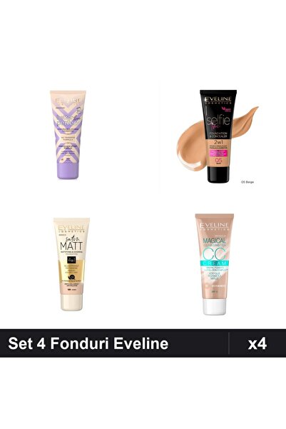 Eveline Eveline 4 Foundations Set, Ivory Beige Shades, Professional Makeup Ma...