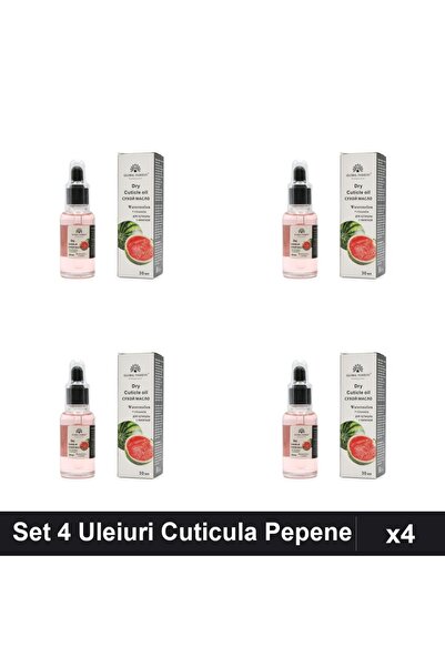 global fashion Set 4 Uleiuri Cuticula cu Pipeta 30ml, Aroma Pepene Verde, Man...