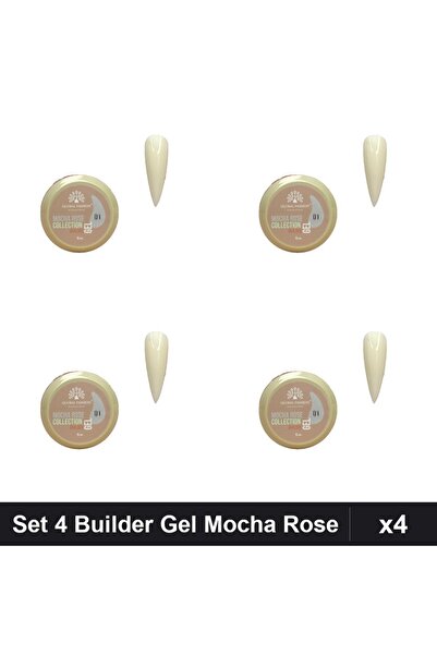 global fashion Set 4 Builder Gel Mocha Rose 15g, Constructie Unghii UV/LED,
