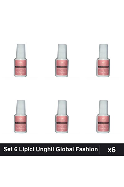 global fashion Set 6 Lipici Unghii cu Pensula, 10g, Adeziv Profesional Manich...