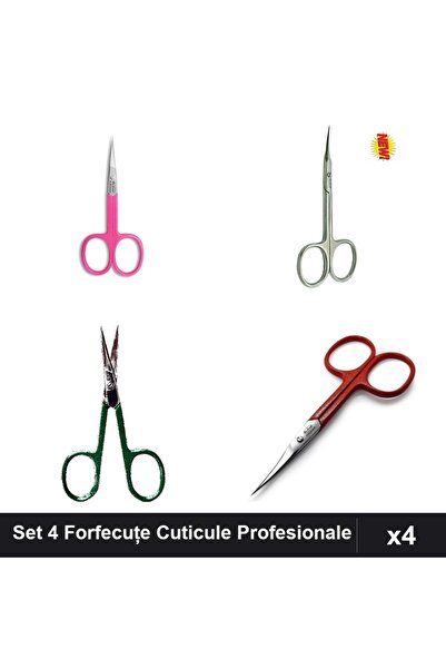 One Group Set 4 Forfecuțe Profesionale Cuticule One Group, Roz Satin Roșu, Ma...