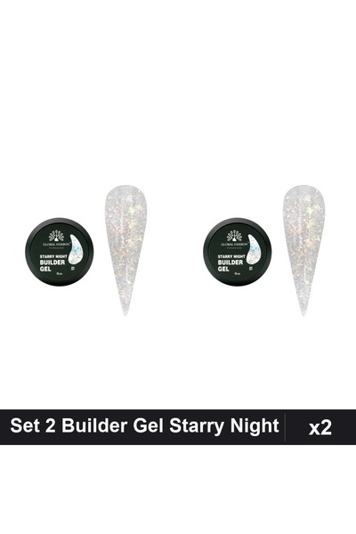 global fashion Set 2 Builder Gel Starry Night Nr.01 15g, Constructie Unghii G...