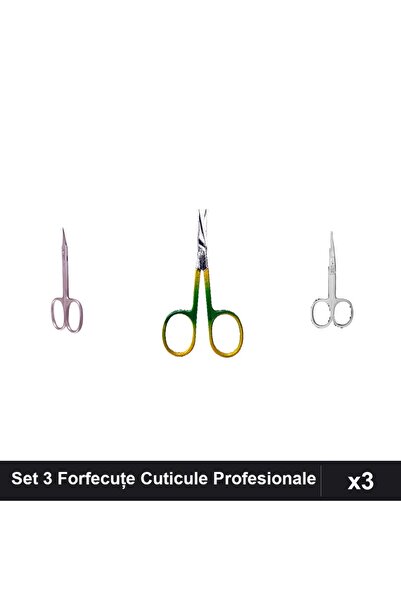 One Group Set 3 Forfecuțe Profesionale Cuticule One Group, Argintii, Manichiură