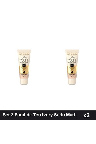 Eveline Set 2 Fonduri de Ten Satin Matt 101 Ivory 30ml, Acoperire Perfectă