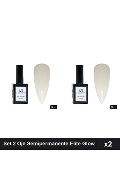 global fashion Set 2 Oje Semipermanente Elite Glow 15ml, Gel Polish UV/LED