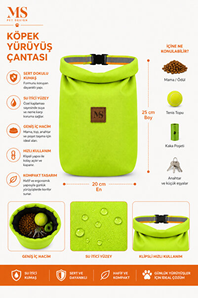 MS Pet Design MS Pet Köpek Yürüyüş Çantası - Tasmaya Takılabilir (Mama, Oyuncak ve Poşet Taşıma Çantası)