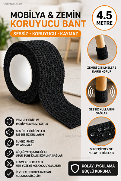 nelerbulurum Mobilya Zemin Koruyucu Keçe Bant 4.5 Metre Kendinden Yapışkanlı ...