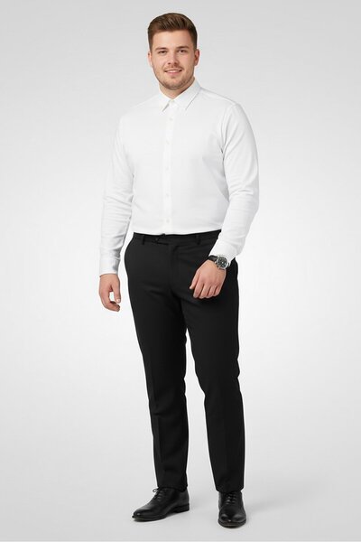 CELIO قميص رجالي كاجوال بأكمام طويلة وقصّة عادية، أبيض