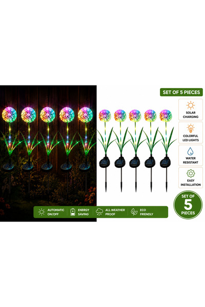 Erhan Set Premium 5 Lămpi Solare LED Multicolore – Decor Exterior Elegant pen...