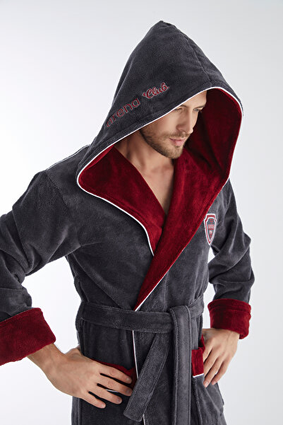 Nuşa Men's Hooded Embroidered Bamboo Cotton Sport Model Soft Absorbent Luxury...