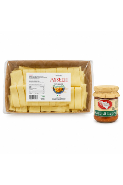 Asselti ®   Set Italia – Pappardelle all’uovo 250 g + Ragù di Lepre Cucina To...