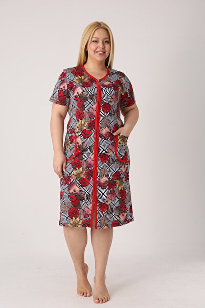 ROMEO LİFE Women's Large Size 100% Cotton Combed Fabric Zippered Summer Dress...
