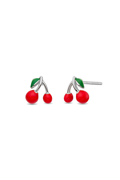 Lisa&Co. Cercei Argint Cherry Argint placat cu rodiu / Email / Red