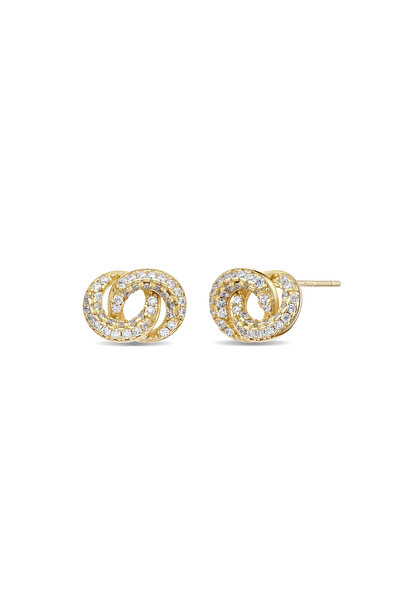 Lisa&Co. Cercei Argint Halo Argint placat cu aur galben / Zircon / Alb