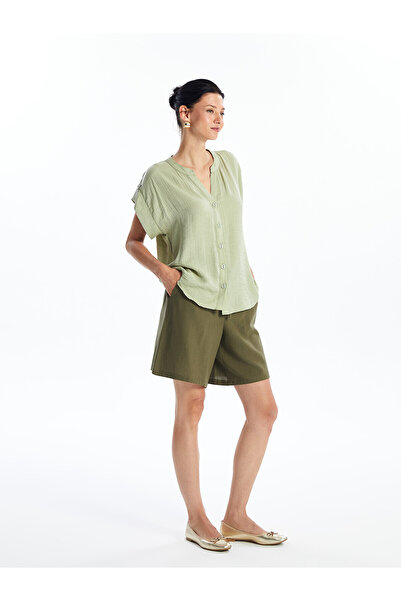 LC Waikiki Nevavm Women's Linen Blend Shorts with Elastic Waist
