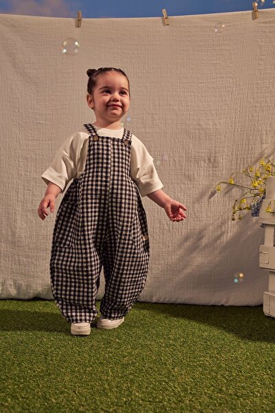 Oh La La Koala For Little Ones Black Daisy Picnic Series Pocketed Salopet