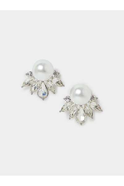 Styli Pearl Stud Earrings with Crystal Accents