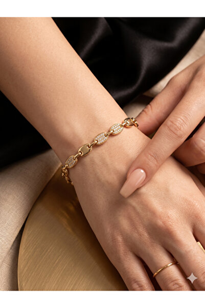 PABALAS Luxury Gold Premium Stone Detailed Chain Steel Bracelet – Anti-Tarnis...