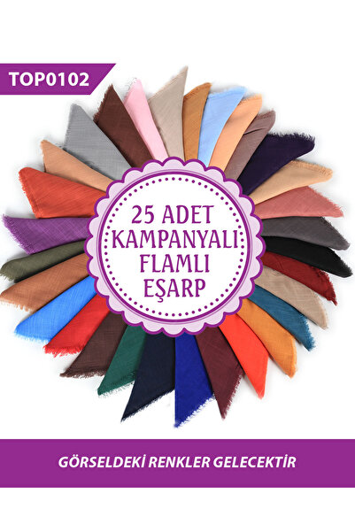 Viemor 25 ADET DAĞITMALIK HEDİYELİK Düz Renk Flamlı Eşarp TOP0102-25