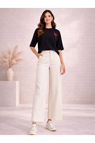 LAZZYCAT By Styli White Basic High Rise Wide Leg Jeans