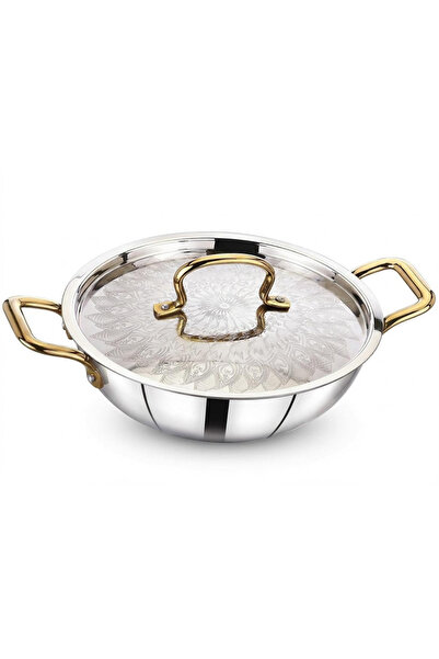 Seagull Tri-Ply Stainless Steel Kadai with Lid 30Cm | Induction Bottom | Etch...
