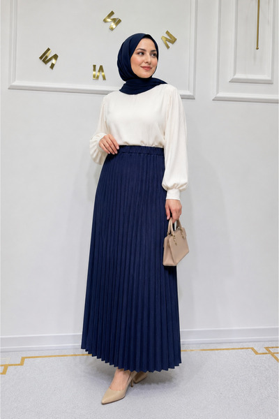 ModaMinar تنورة نسائية مطوية ومبطنة بالكامل