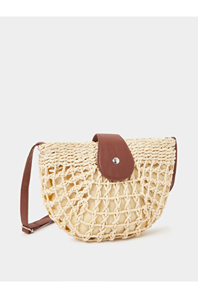 Styli Beige Woven Beach Crossbody Bag
