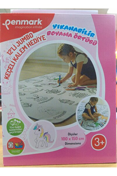 150cmx100cm Eğitici Yıkanabilir Boyama Örtüsü + 12'li Keçeli Kalem Hediyeli - Boya Yıka Tekrar Boya