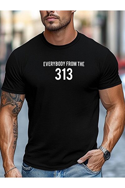 bolivia's تي شيرت رجالي EVERYBODY FROM THE 313 ذو تصميم جرافيك صيفي كاجوال بر...