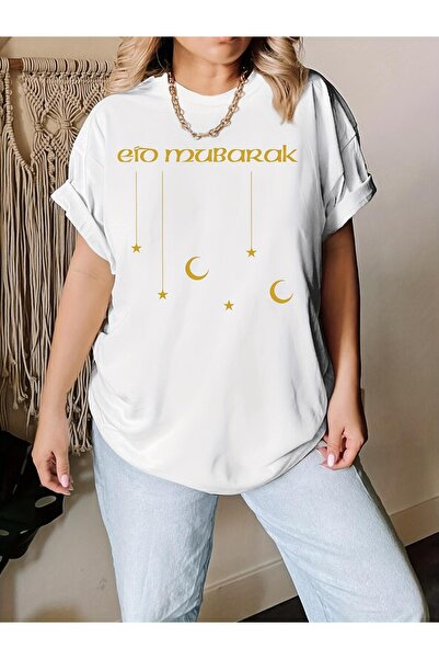 bolivia's 1pc Eid Mubarak Women'S T-Shirt - Casual Polyester Crew Neck Tee wi...