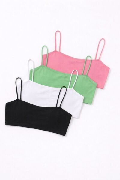 Keywest Set de 4 bluze super crop cu bretele cu șnur pentru femei