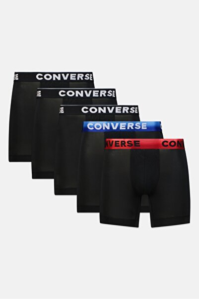 Converse ملابس داخلية رجالية من 5 قطع بشعار العلامة التجارية، لون أسود