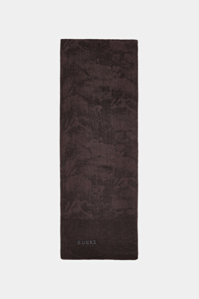 Zühre Brush Textured Patterned Bitter Brown Shawl 0057