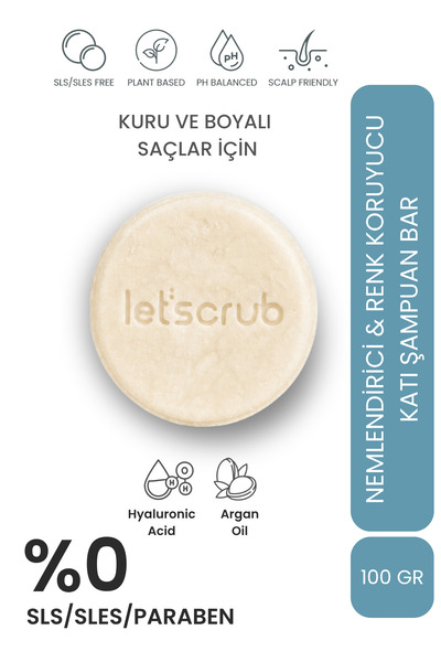 LET'SCRUB Kuru ve Boyalı Saçlar İçin Nemlendirici ve Renk Koruyucu Katı Şampu...