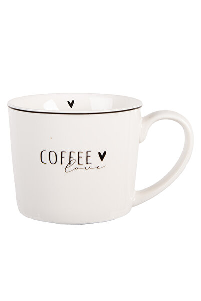 Clayre & Eef Black and White Porcelain Coffee Mug 12x8x7 cm / 275 ml