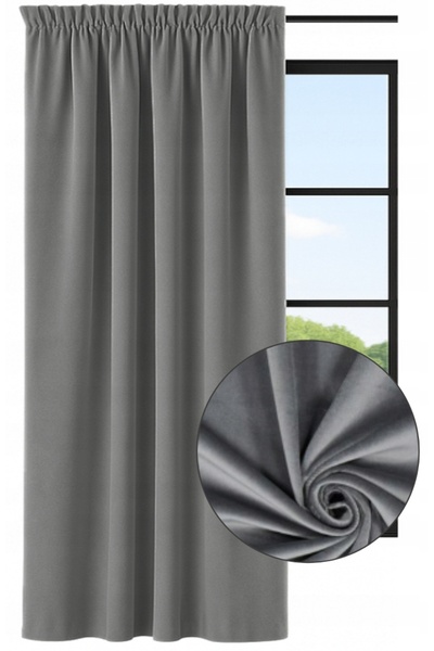 NOW-ART , Drapery Curtain , Classic Plain Pattern, 140x220 cm, Blue, Ring Mou...