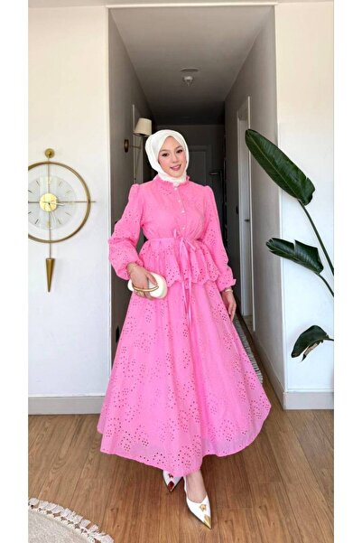 Nes Moda Kadın Kemer Detaylı Fisto Etek Gömlek Tesettür Takım Elbise